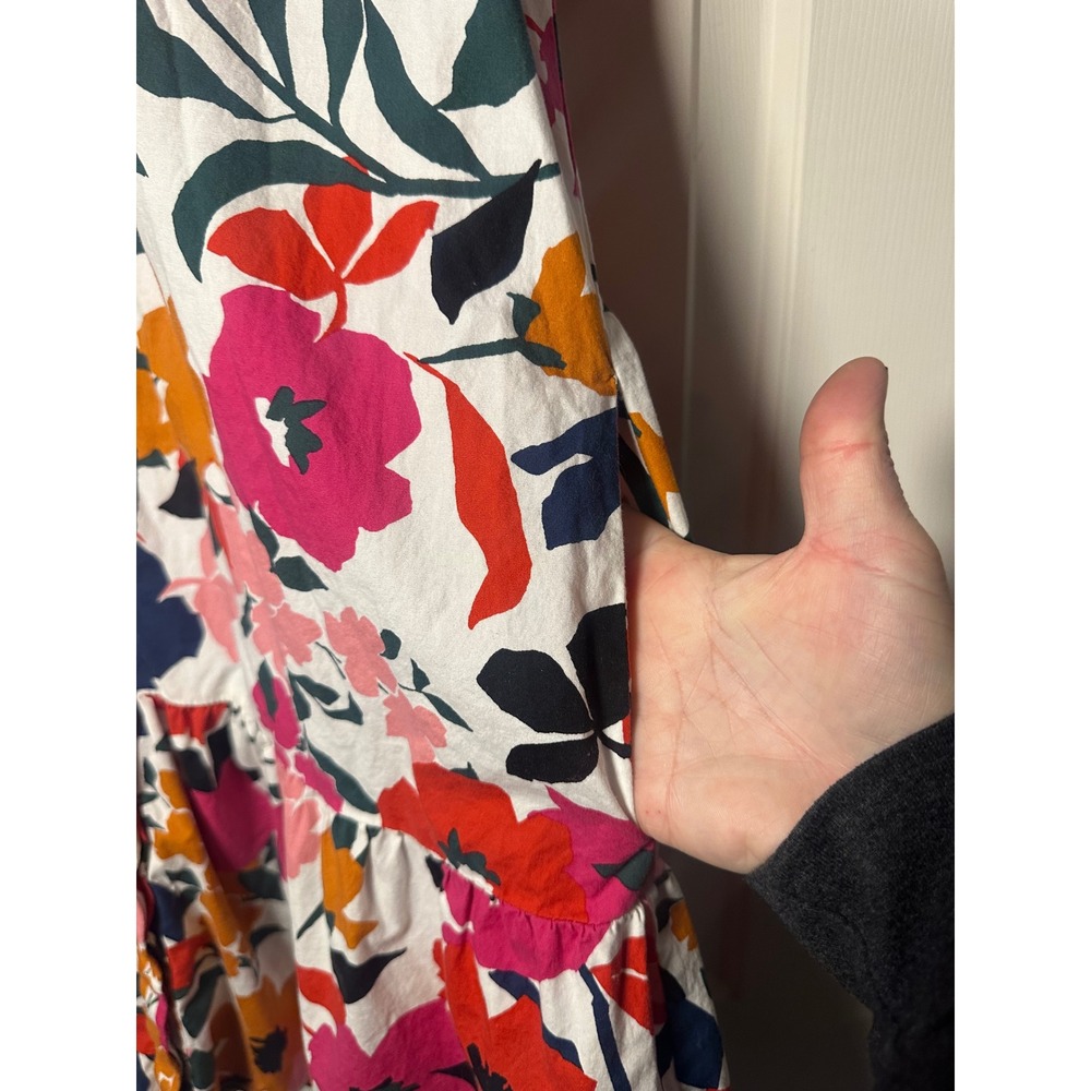 Donna Morgan Floral Print Cotton Short Sleeve Button Front Tiered Dress Size 8 - Picture 6 of 6